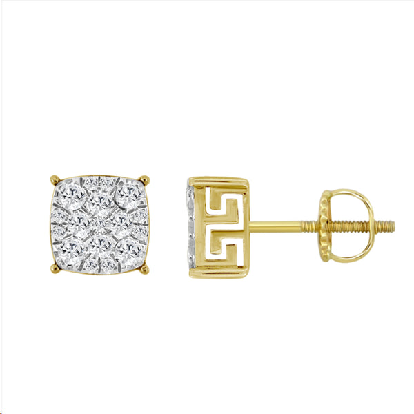 LADIES EARRINGS 0.75CT ROUND DIAMOND 10K YELLOW GOLD