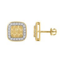 MEN'S EARRINGS 0.33CT ROUND DIAMOND 10K YELLOW GOLD