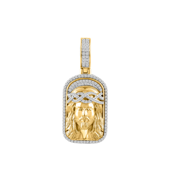 MEN'S CHARM PENDANT 0.33CT ROUND DIAMOND 10K YELLOW GOLD