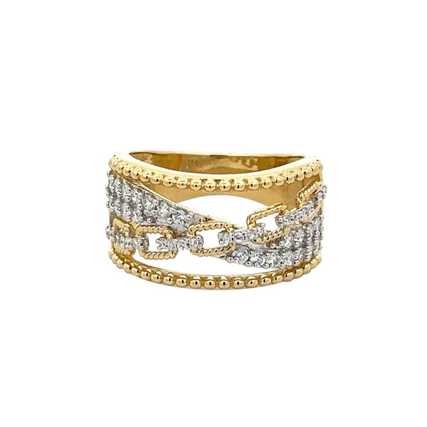 LADIES RING 0.50CT ROUND DIAMOND 14K YELLOW GOLD