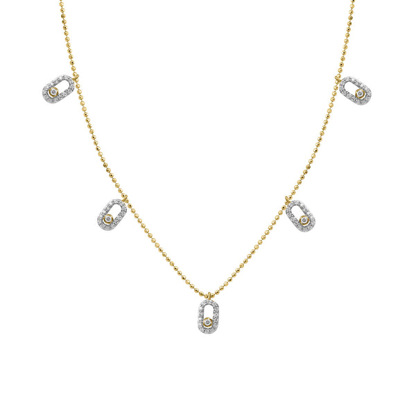 LADIES NECKLACE 0.30CT ROUND DIAMOND 14K YELLOW GOLD