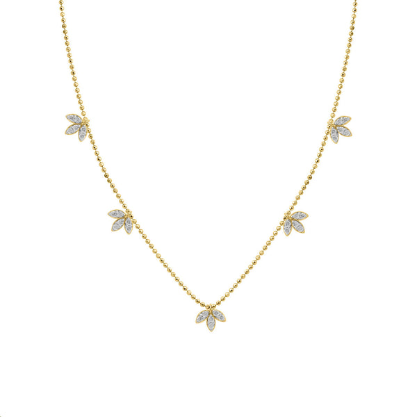 LADIES NECKLACE 0.30CT ROUND DIAMOND 14K YELLOW GOLD