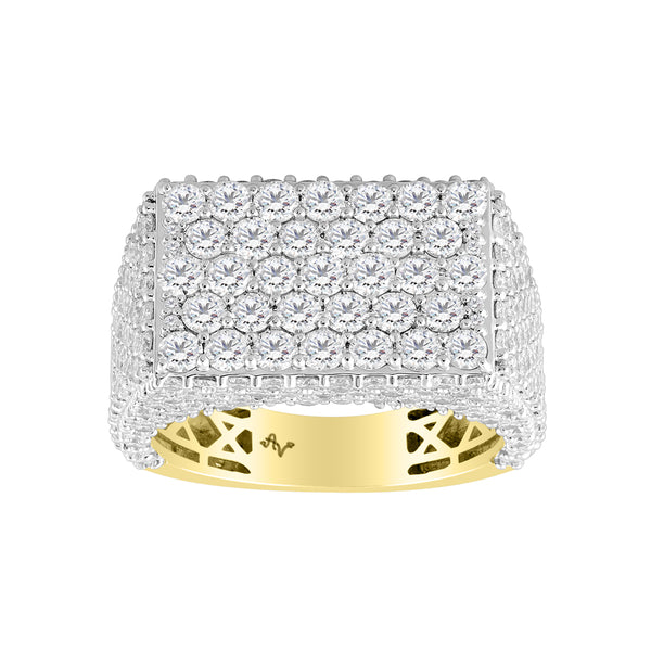 MEN'S RING 5.50CT ROUND DIAMOND 14K YELLOW GOLD