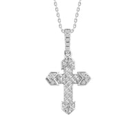 LADIES PENDANT WITH CHAIN 0.05CT ROUND DIAMOND 10K WHITE GOLD