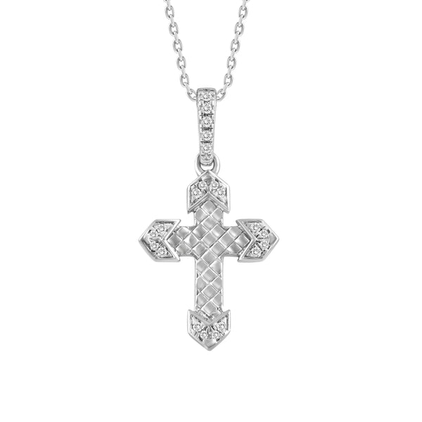 LADIES PENDANT WITH CHAIN 0.05CT ROUND DIAMOND 10K WHITE GOLD
