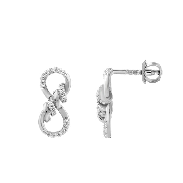 LADIES EARRINGS 0.16CT ROUND DIAMOND 10K WHITE GOLD