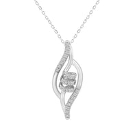 LADIES PENDANT WITH CHAIN 0.10CT ROUND DIAMOND 10K WHITE GOLD