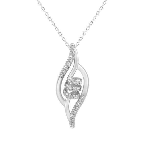 LADIES PENDANT WITH CHAIN 0.10CT ROUND DIAMOND 10K WHITE GOLD