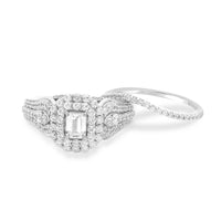 LADIES SEMI MOUNT BRIDAL SET 1.00CT ROUND/EMERALD DIAMOND 14K WHITE GOLD (CENTER STONE 0.25CT EMERALD DIAMOND)