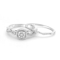 LADIES BRIDAL SET 0.33CT ROUND DIAMOND 14K WHITE GOLD