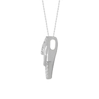 LADIES PENDANT WITH CHAIN 0.13CT ROUND DIAMOND 14K WHITE GOLD