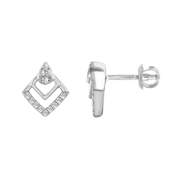 LADIES EARRINGS 0.13CT ROUND DIAMOND 14K WHITE GOLD