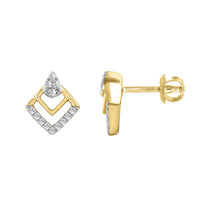 LADIES EARRINGS 0.13CT ROUND DIAMOND 14K YELLOW GOLD