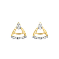 LADIES EARRINGS 0.13CT ROUND DIAMOND 14K YELLOW GOLD