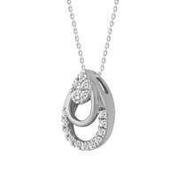 LADIES PENDANT WITH CHAIN 0.13CT ROUND DIAMOND 14K WHITE GOLD