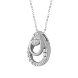 LADIES PENDANT WITH CHAIN 0.13CT ROUND DIAMOND 14K WHITE GOLD