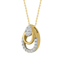 LADIES PENDANT WITH CHAIN 0.13CT ROUND DIAMOND 14K YELLOW GOLD