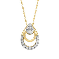 LADIES PENDANT WITH CHAIN 0.13CT ROUND DIAMOND 14K YELLOW GOLD