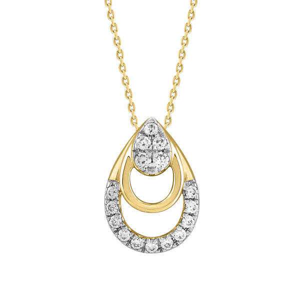 LADIES PENDANT WITH CHAIN 0.13CT ROUND DIAMOND 14K YELLOW GOLD