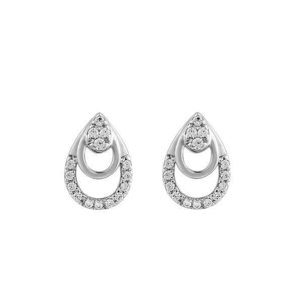 LADIES EARRINGS 0.13CT ROUND DIAMOND 14K WHITE GOLD