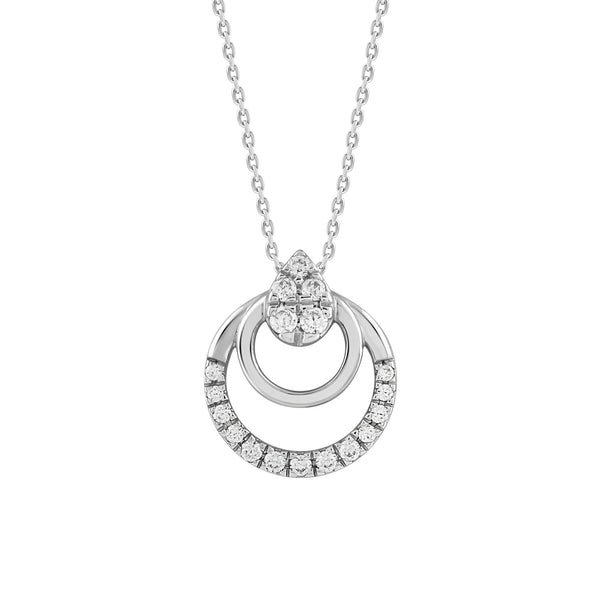 LADIES PENDANT WITH CHAIN 0.13CT ROUND DIAMOND 14K WHITE GOLD