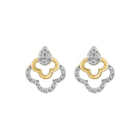 LADIES EARRINGS 0.13CT ROUND DIAMOND 14K YELLOW GOLD