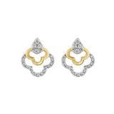 LADIES EARRINGS 0.13CT ROUND DIAMOND 14K YELLOW GOLD