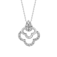 LADIES PENDANT WITH CHAIN 0.13CT ROUND DIAMOND 14K WHITE GOLD