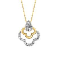 LADIES PENDANT WITH CHAIN 0.13CT ROUND DIAMOND 14K YELLOW GOLD