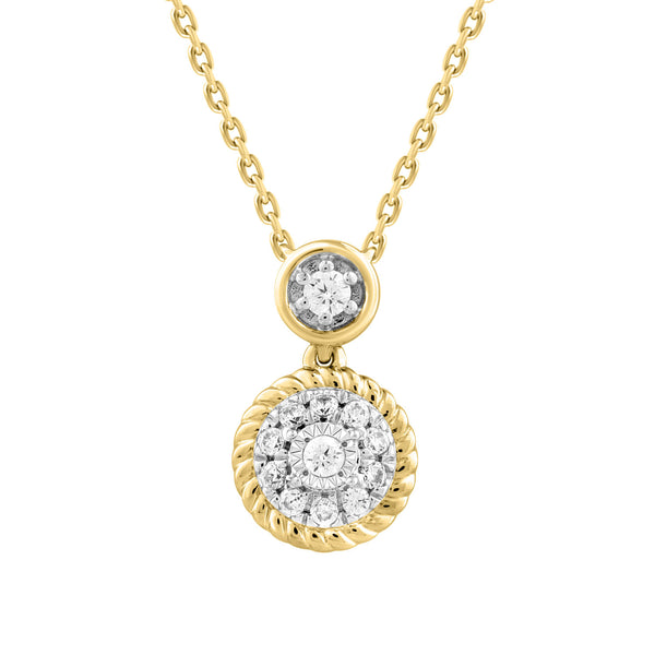 LADIES NECKLACE 0.13CT ROUND DIAMOND 14K YELLOW GOLD