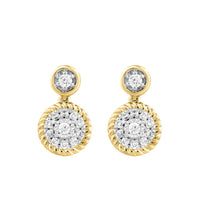 LADIES EARRINGS 0.13CT ROUND DIAMOND 14K YELLOW GOLD
