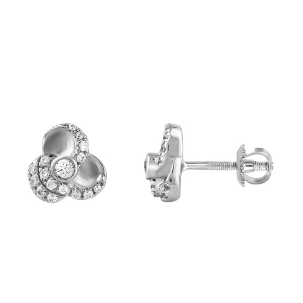 LADIES EARRINGS 0.16CT ROUND DIAMOND 14K WHITE GOLD