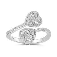 LADIES RING 0.40CT ROUND/BAGUETTE DIAMOND 14K WHITE GOLD