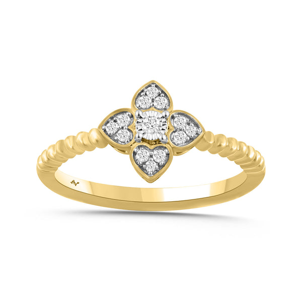 LADIES RING 0.10CT ROUND DIAMOND 10K YELLOW GOLD