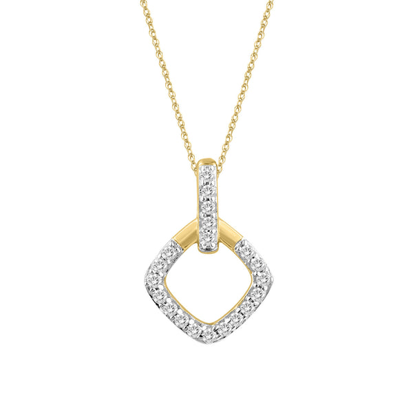 LADIES PENDANT WITH CHAIN 0.13CT ROUND DIAMOND 10K YELLOW GOLD