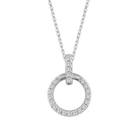 LADIES PENDANT WITH CHAIN 0.16CT ROUND DIAMOND 10K WHITE GOLD