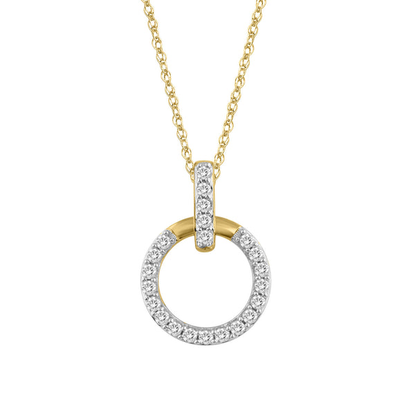 LADIES PENDANT WITH CHAIN 0.16CT ROUND DIAMOND 10K YELLOW GOLD