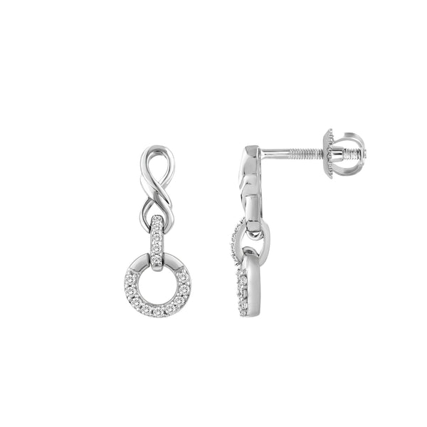 LADIES EARRINGS 0.16CT ROUND DIAMOND 10K WHITE GOLD