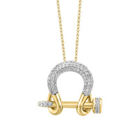 LADIES PENDANT WITH CHAIN 0.20CT ROUND DIAMOND 14K YELLOW GOLD