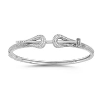 LADIES BANGLE 1.16CT ROUND DIAMOND 14K WHITE GOLD