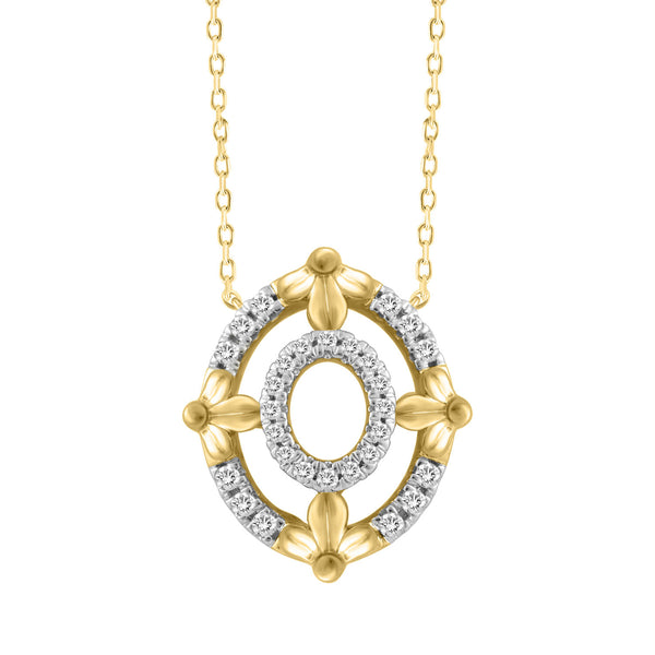 LADIES NECKLACE 0.16CT ROUND DIAMOND 10K YELLOW GOLD