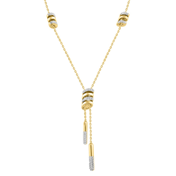 LADIES NECKLACE 0.10CT ROUND DIAMOND 10K YELLOW GOLD