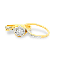 LADIES BRIDAL SET 0.33CT ROUND DIAMOND 14K YELLOW GOLD