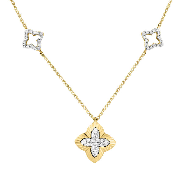 LADIES NECKLACE 0.25CT ROUND DIAMOND 10K YELLOW GOLD