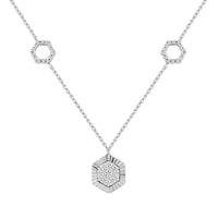 LADIES NECKLACE 0.25CT ROUND DIAMOND 10K WHITE GOLD