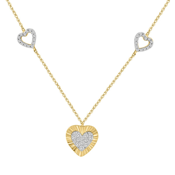 LADIES NECKLACE 0.25CT ROUND DIAMOND 10K YELLOW GOLD