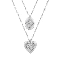 LADIES NECKLACE 0.10CT ROUND DIAMOND 10K WHITE GOLD