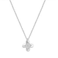 LADIES NECKLACE 0.10CT ROUND DIAMOND 10K WHITE GOLD