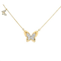 LADIES NECKLACE 0.20CT ROUND DIAMOND 14K YELLOW GOLD