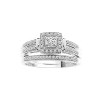 LADIES BRIDAL SET 0.25CT ROUND DIAMOND 14K WHITE GOLD